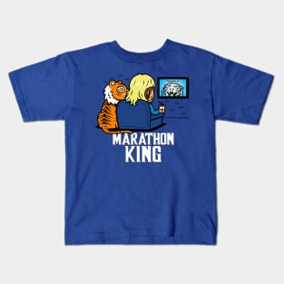 Marathon King Funny TV Lover Cartoon Kids T-Shirt